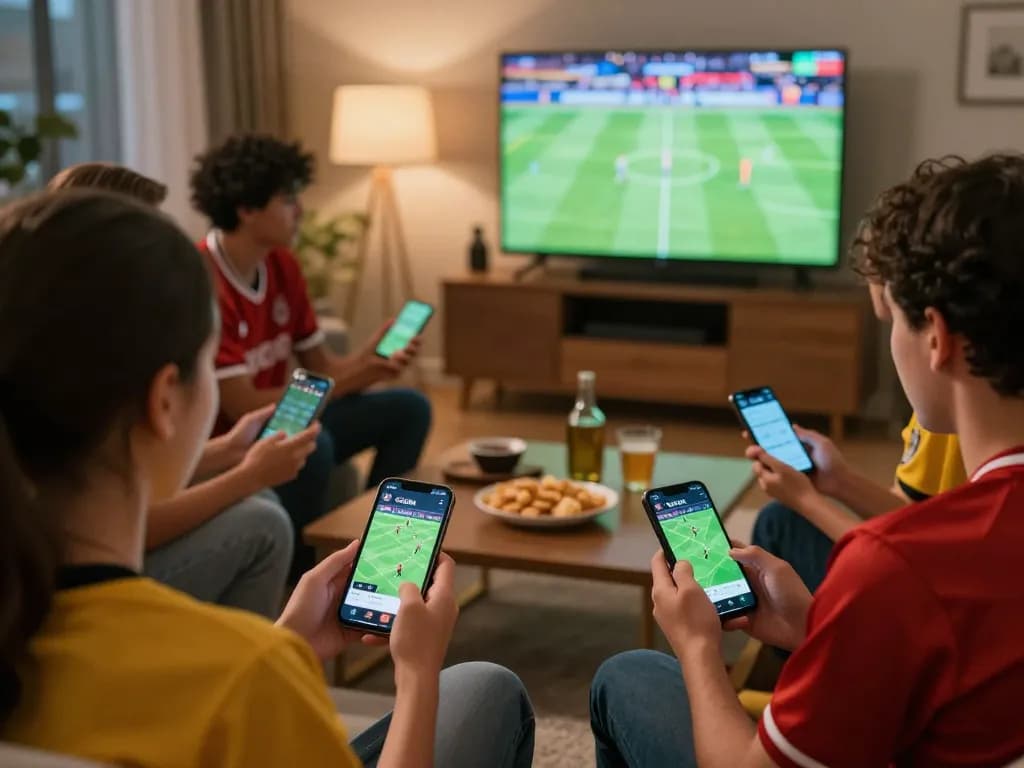 LGO GOAL users passionately placing live bets while watching sports, showcasing vibrant game atmosphere.
