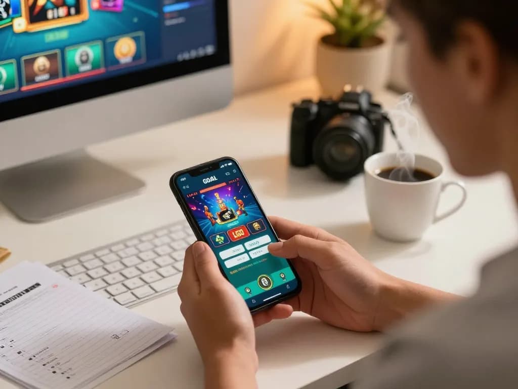 LGO GOAL mobile app in action on a smartphone showcasing thrilling live dealer games.