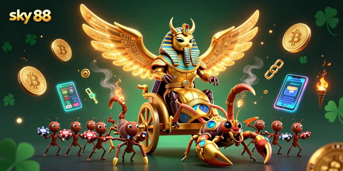Engage with sky 88's thrilling gaming experience highlighted by vibrant 3D casino elements.