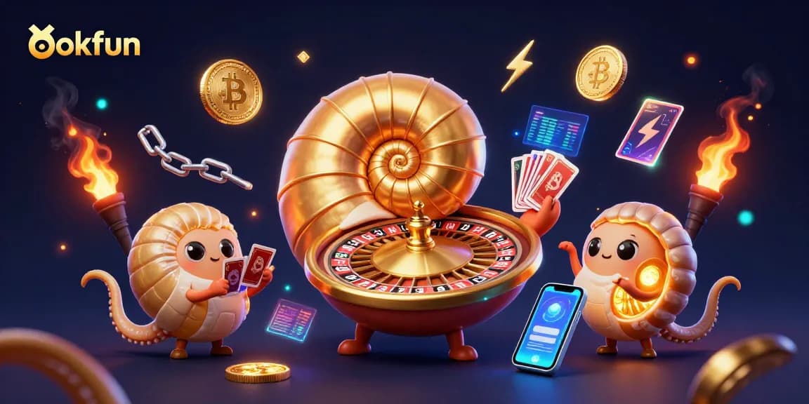 Enhance your gaming experience with okfun's 3D casino adventure featuring a mystic nautilus and winning cards.