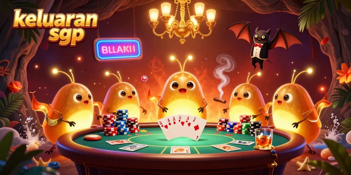 Experience keluaran sgp excitement with glowworms illuminating a vibrant cave casino scene filled with poker elements.