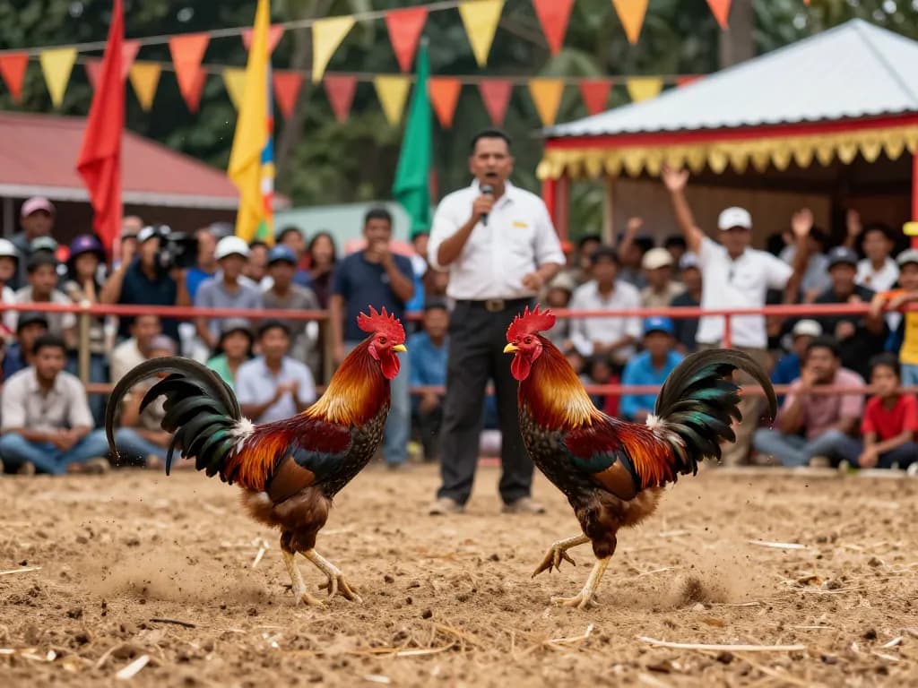 Experience thrilling trực tiếp đá gà with intense roosters battling in a lively arena.
