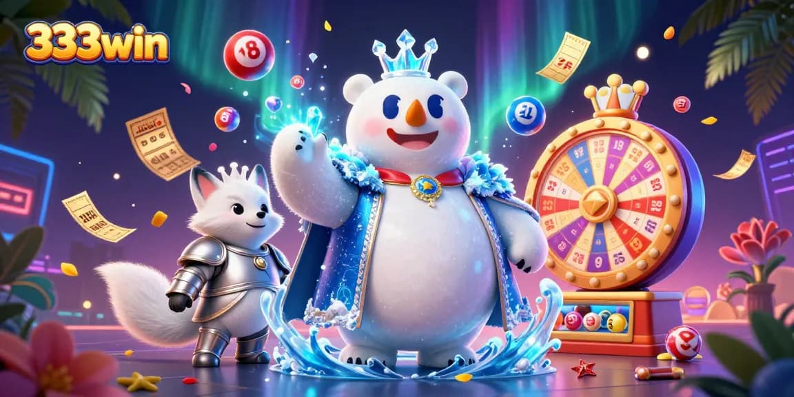 Engage with 333win in an ultra-detailed 3D illustration, experiencing vibrant lottery gameplay