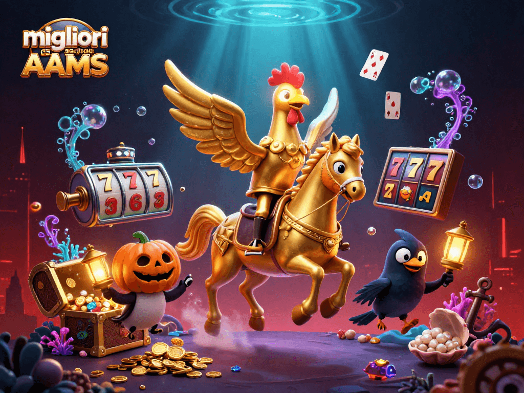Gioca ai migliori casino non AAMS e scopri tesori d'oro in un'illustrazione vivace.