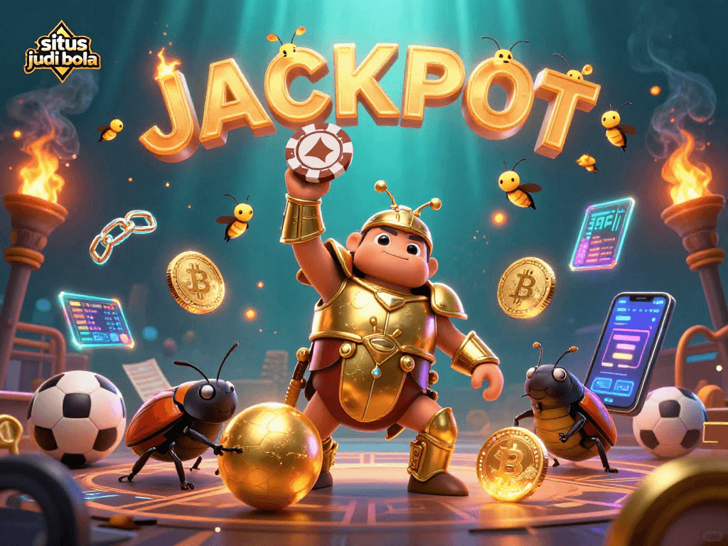 Experience the excitement of situs judi bola with this vibrant casino illustration showcasing sports betting elements.