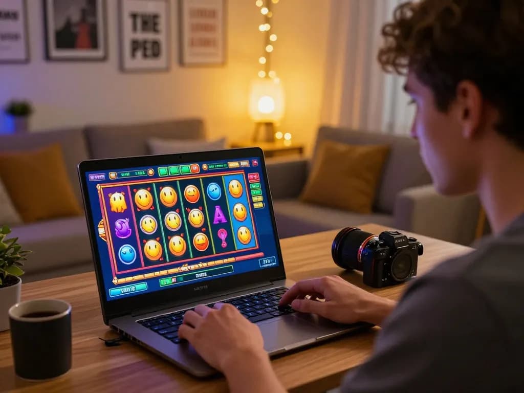 Engage in IDCASH88 Login for a thrilling online slot experience in a cozy home setting.