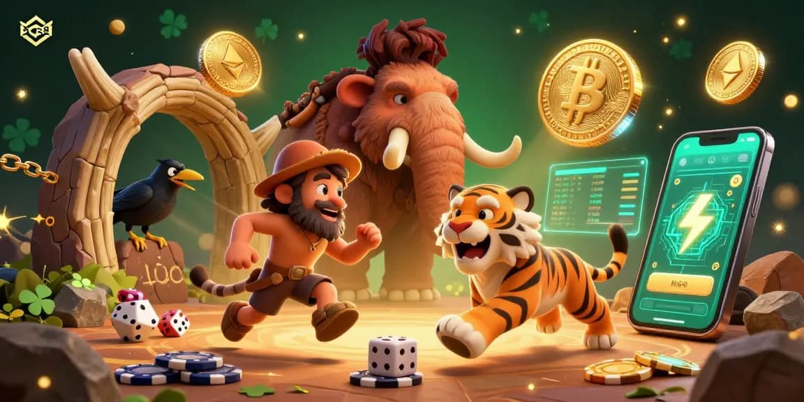 Experience the thrilling SC88 gambling world with caveman and sabertooth partners in this vibrant casino scene.