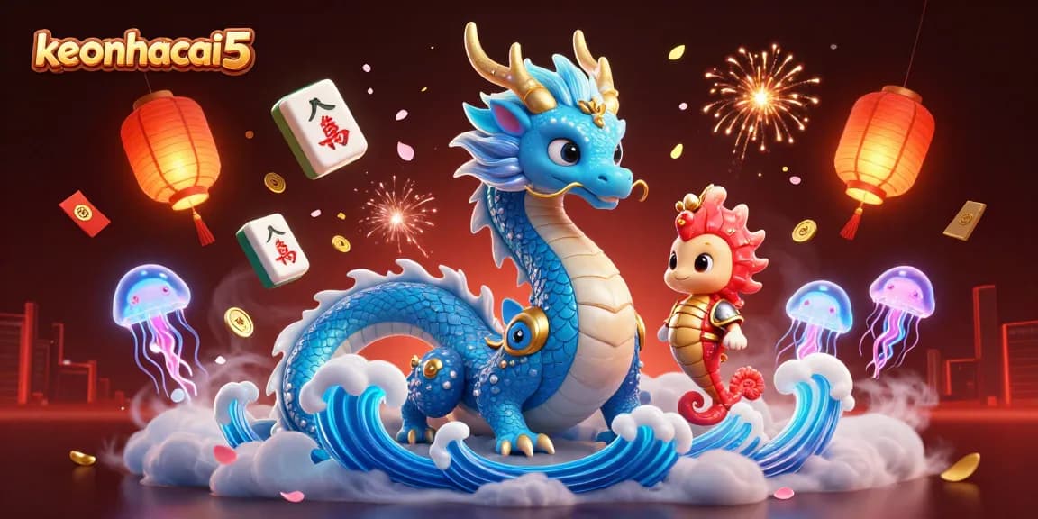 Experience keonhacai5 with a vibrant 3D illustration showcasing dynamic casino elements and characters.