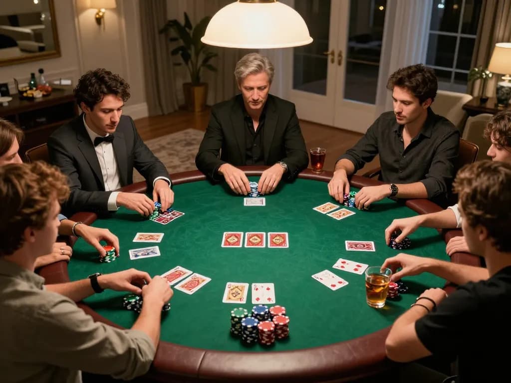 Players engaging in a strategic poker game at home as sc88seo enhances social gambling experience.