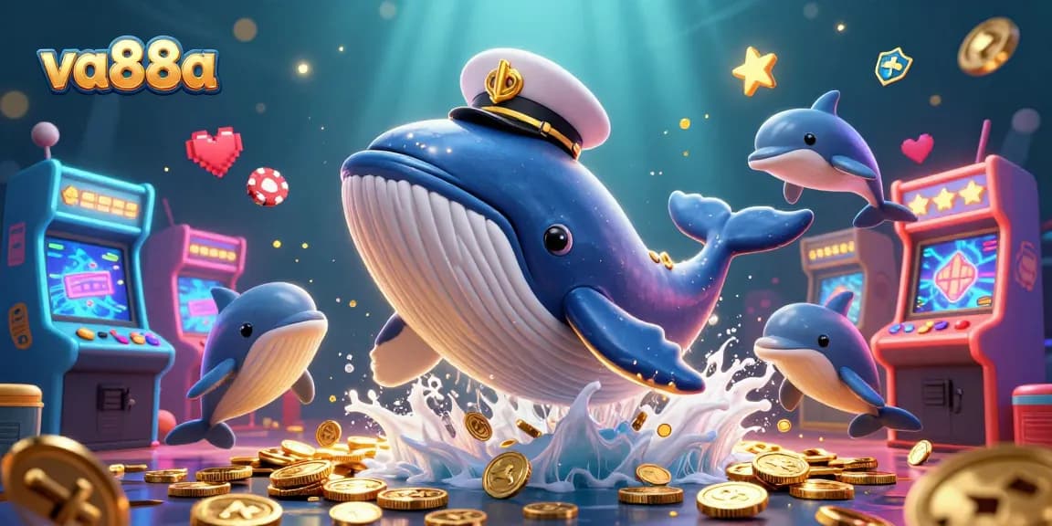 Experience va88a's thrilling casino adventure with cartoon whale, narwhal, and playful dolphins.