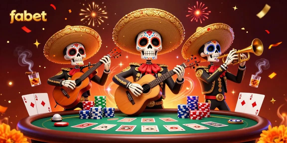 Experience vibrant gambling action with fabet's animated mariachi band delivering excitement in a casino setting.