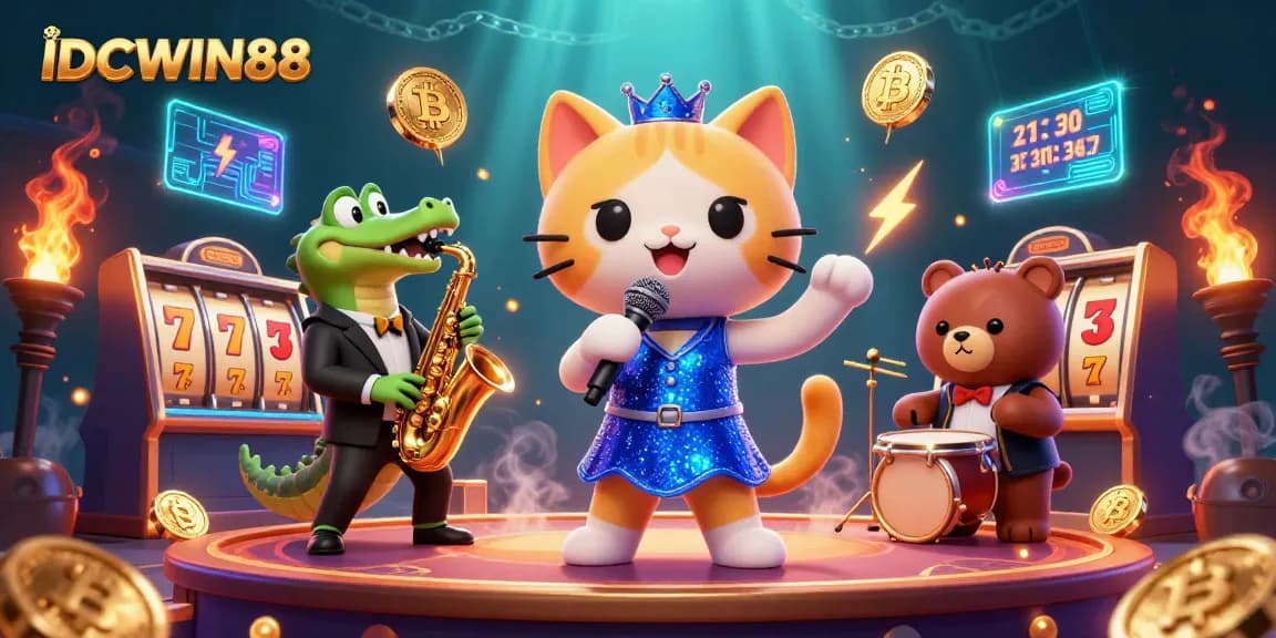 Experience IDCWIN88 slot excitement with vibrant characters and high-stakes casino elements.