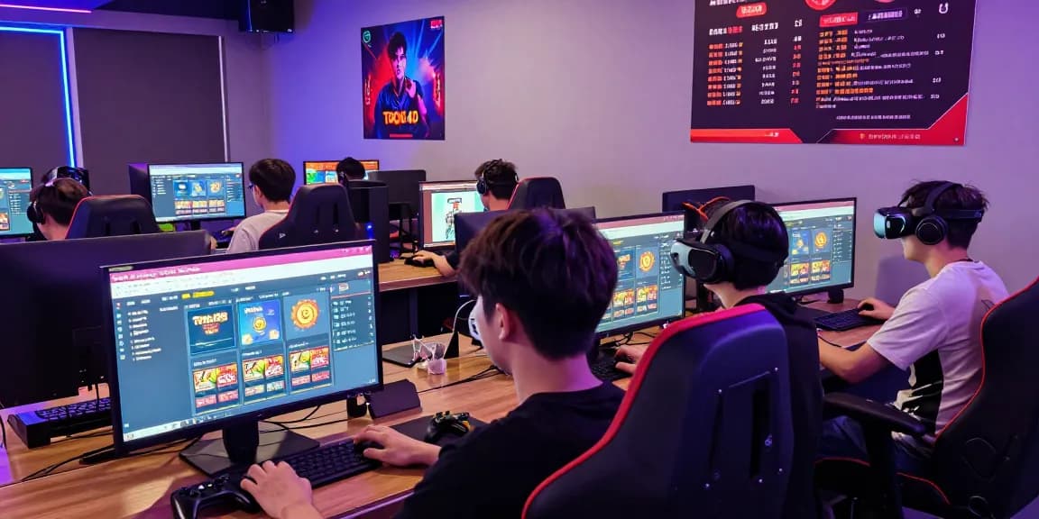 Engaged gamers exploring Link Alternatif Togel88 in a vibrant digital gaming environment.