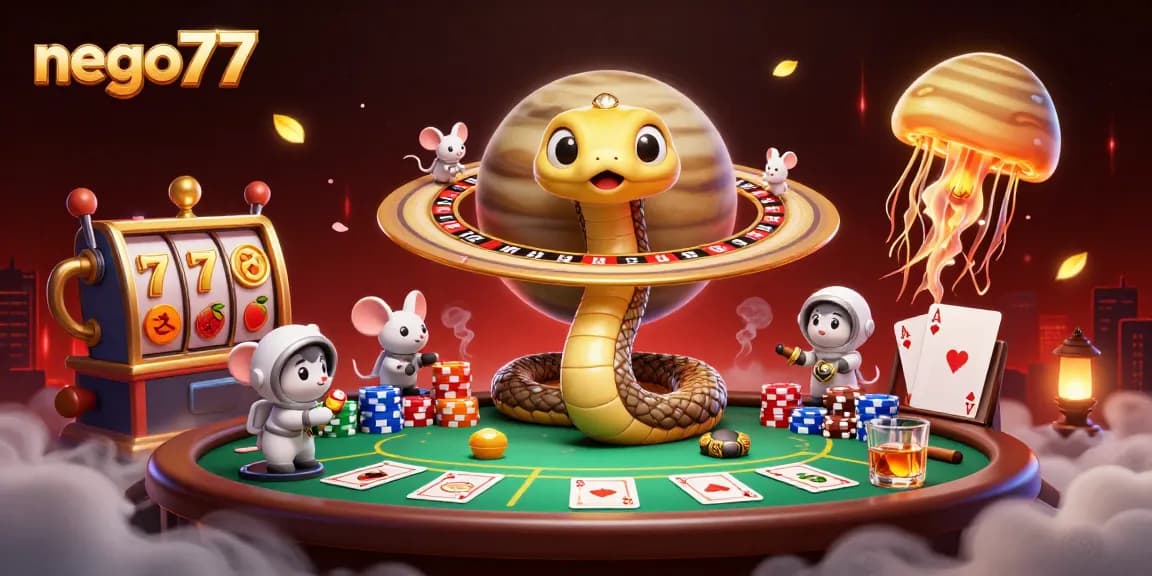 Engage in vibrant gaming action with nego77: astronauts betting on the Saturn roulette while cosmic dealer shines.