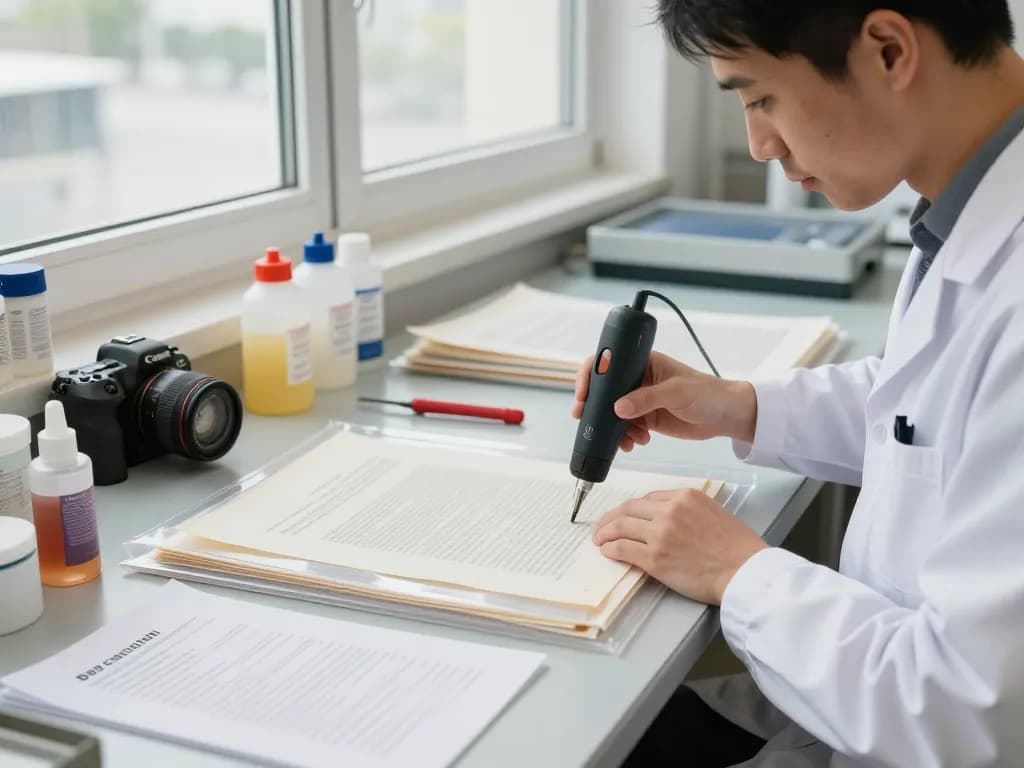 bóc sổ đỏ ép plastic restoration process by technician in lab setting