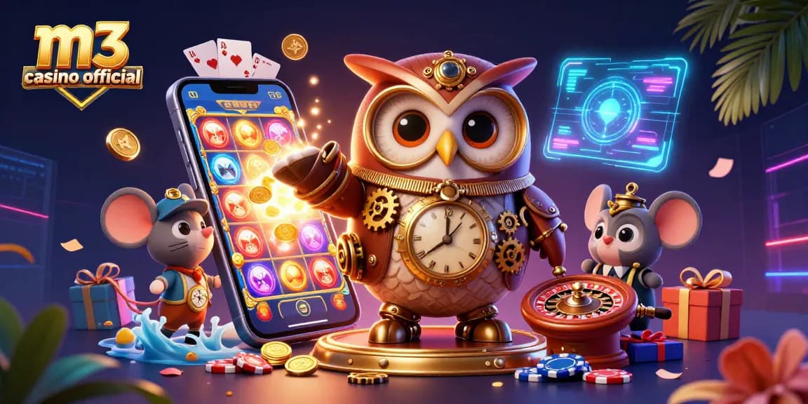 Experience thrilling gameplay at m3 casino official with a time-traveler owl and dynamic casino elements.