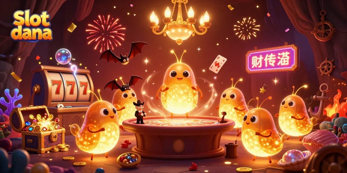 Experience the excitement of slot dana with glowworms lighting a vibrant casino scene.
