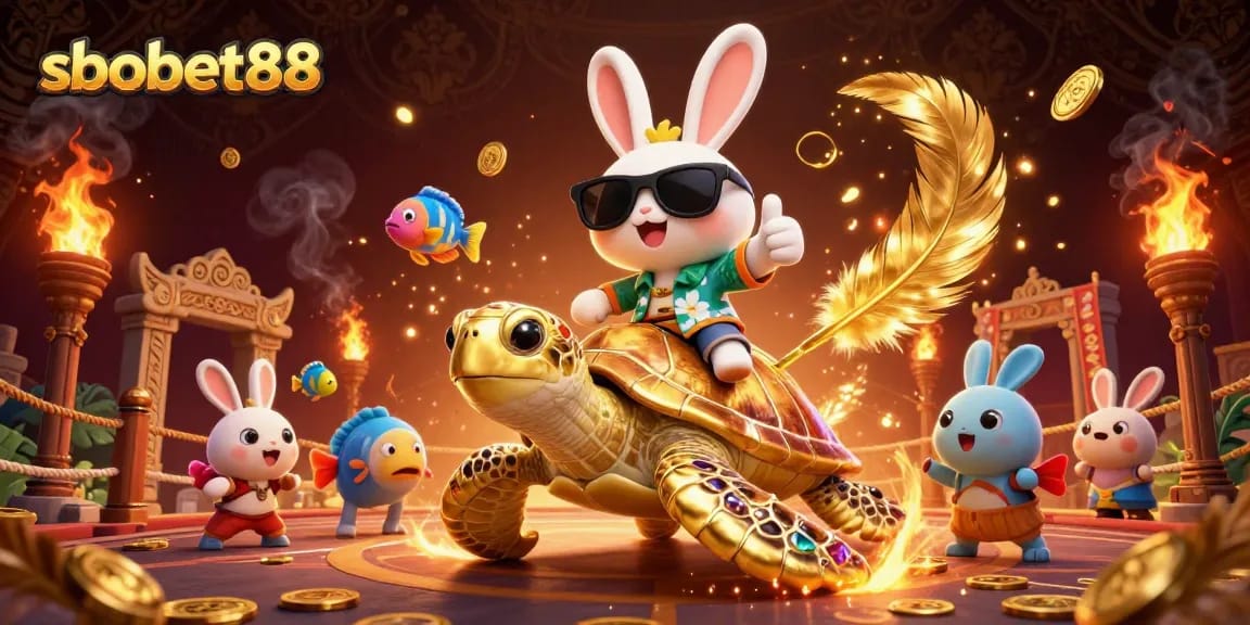 Engage with sbobet88 through a vibrant 3D casino scene filled with excitement and fun!