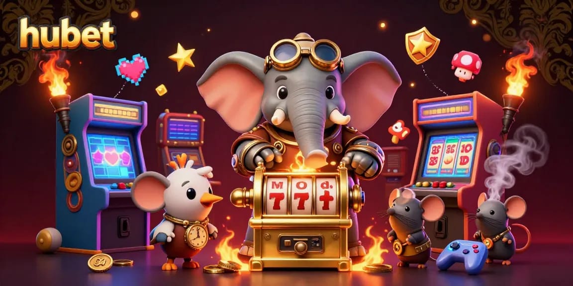 Play exciting games at hubet with immersive 3D gaming elements including vibrant slot machines.