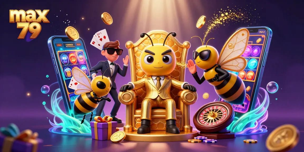 Engage with max 79 in a vivid casino scene featuring a bumblebee mob boss and rich gambling elements.