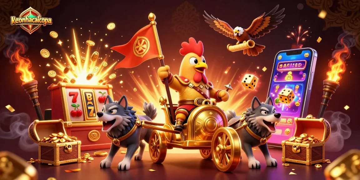 Engage with exciting action at keonhacaicopa featuring a rooster warlord amidst casino thrills and winnings.