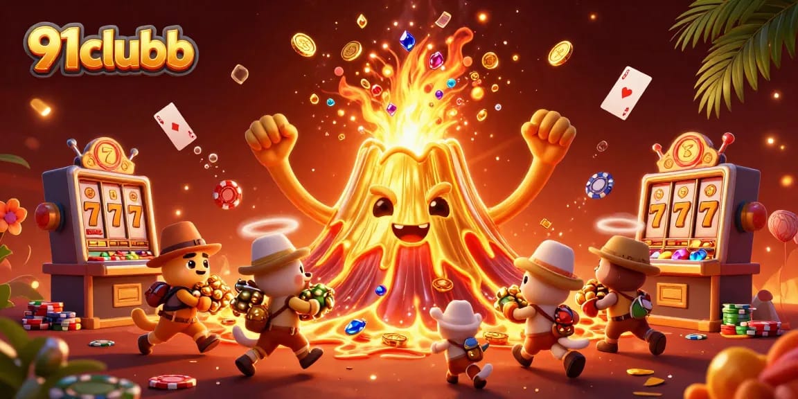 Engage with the excitement of 91clubb as the golden volcano erupts with treasure.