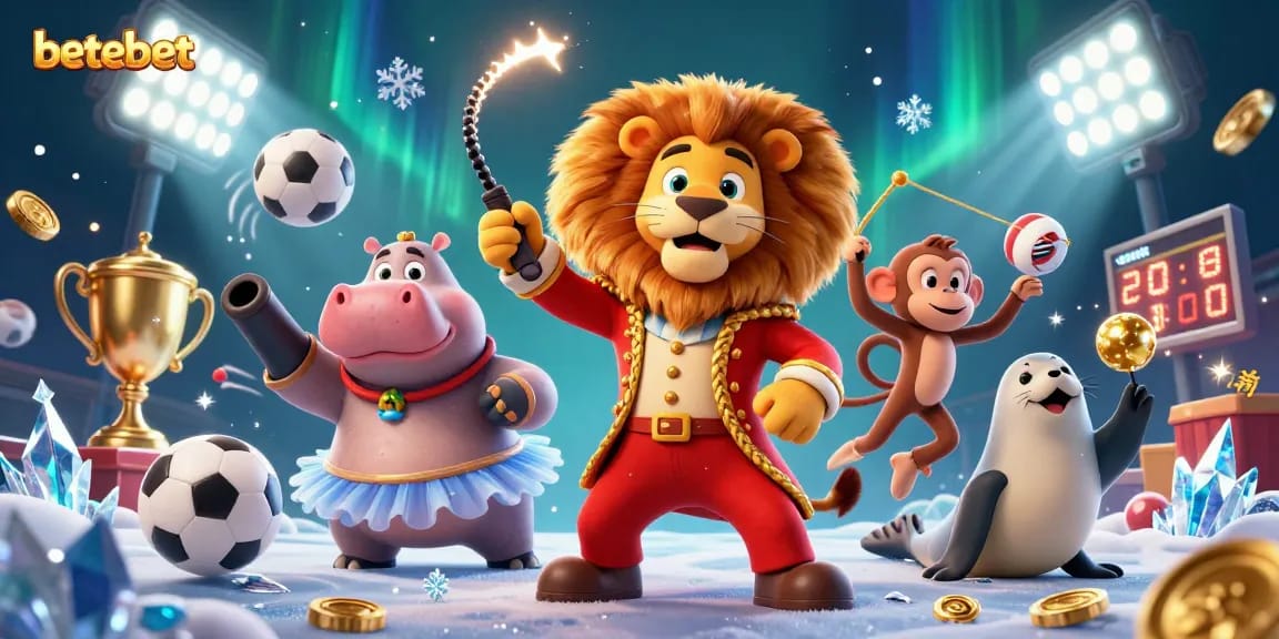 Experience betebet excitement with a vibrant circus theme blending sports and gambling elements.