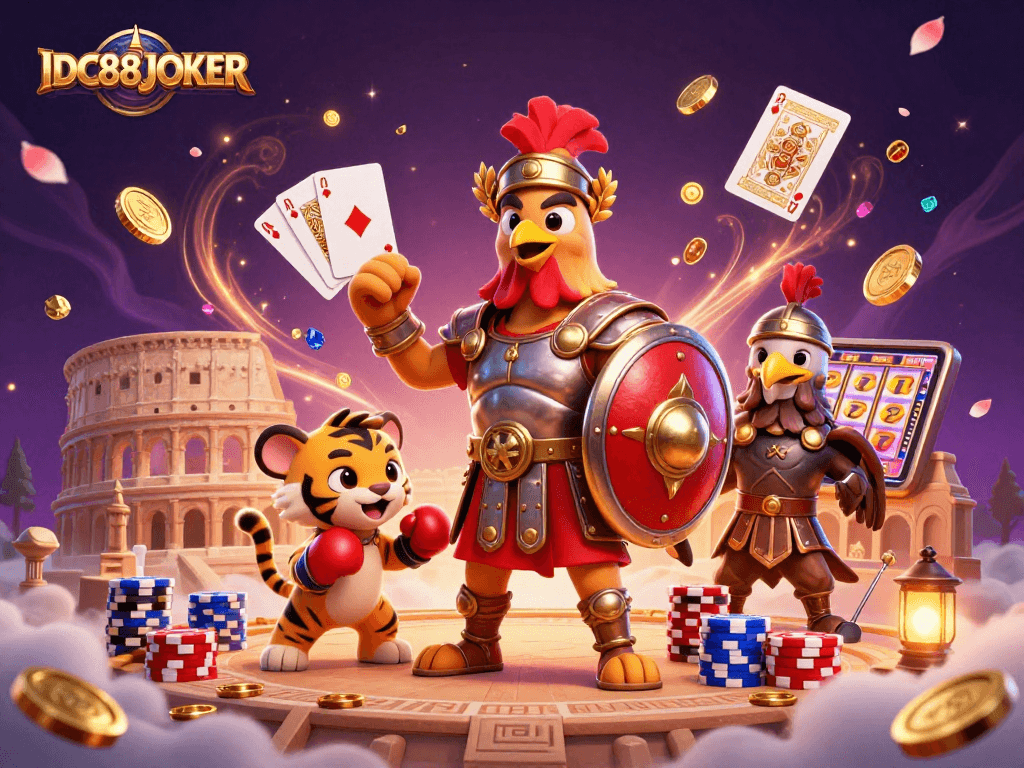 Experience the thrill of IDC88JOKER with exciting gaming elements and vibrant characters in a rich casino scene.
