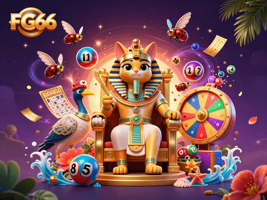 Play exciting games at FG66 with the vibrant lottery scene featuring dynamic colorful elements.