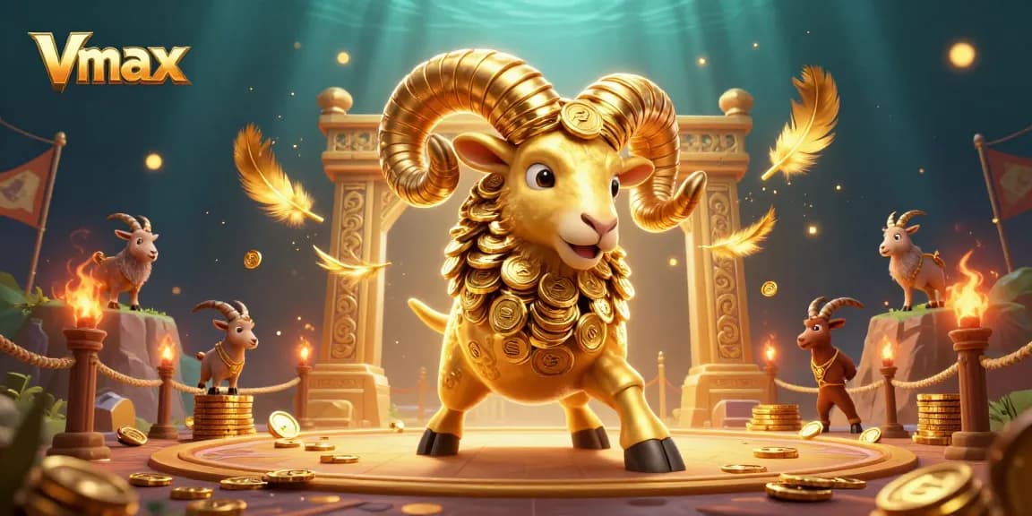 Experience exciting wins with Vmax as a golden ram charges through a vivid casino scene.