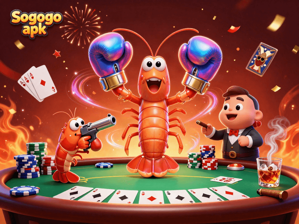 Engage in dynamic gaming action with Sogogo apk featuring vibrant characters and casino elements.