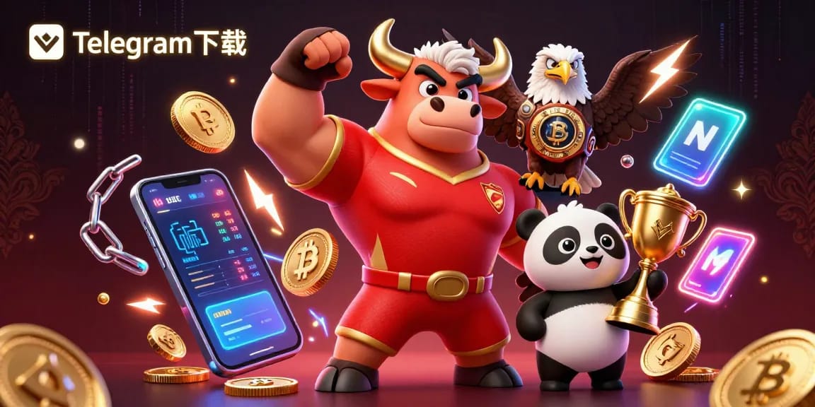 与Telegram下载一起玩乐,3D卡通公牛运动吉祥物和朋友们展示博彩的兴奋!