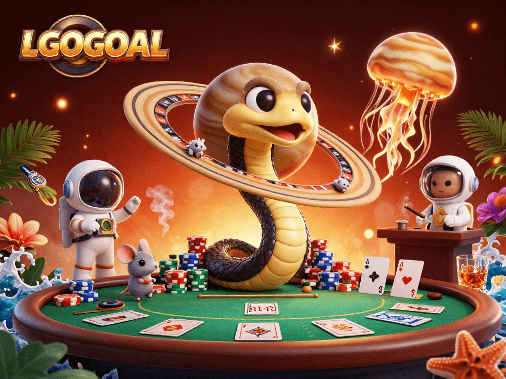 Engage with LGOGOAL's vibrant betting scene featuring mice betting on Saturn's rings.