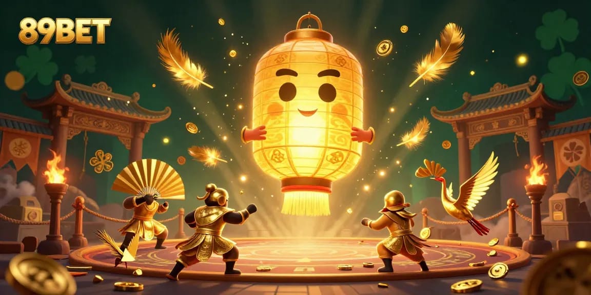 Engage in vibrant excitement with 89BET featuring a golden lantern spirit and lucky symbols