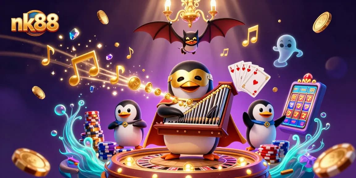 Experience thrilling gaming with nk88's enchanting 3D casino illustration, featuring vibrant characters and elements.