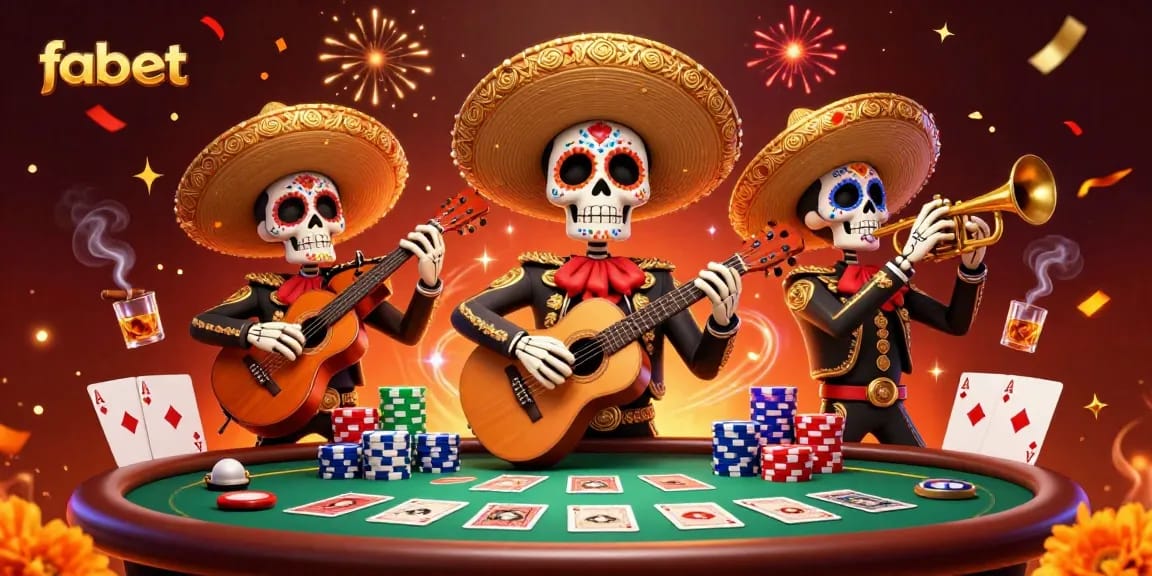 Experience vibrant gambling action with fabet's animated mariachi band delivering excitement in a casino setting.