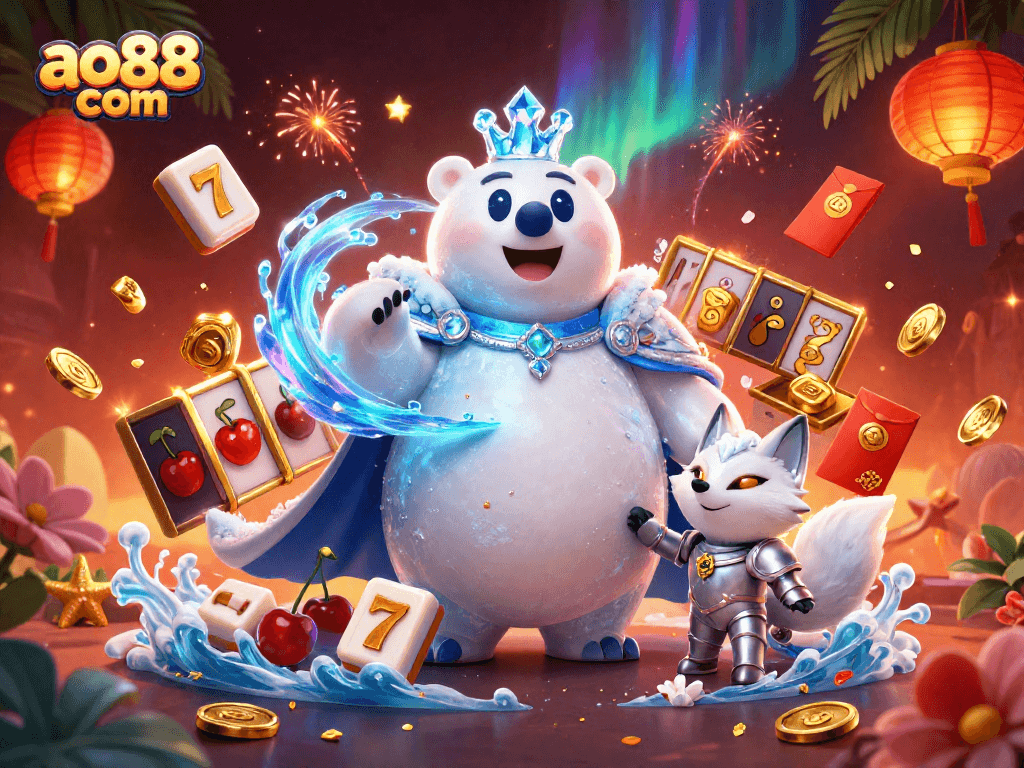 Experience the vibrant excitement of ao88 com with this dynamic casino-themed 3D illustration showcasing immersive elements.