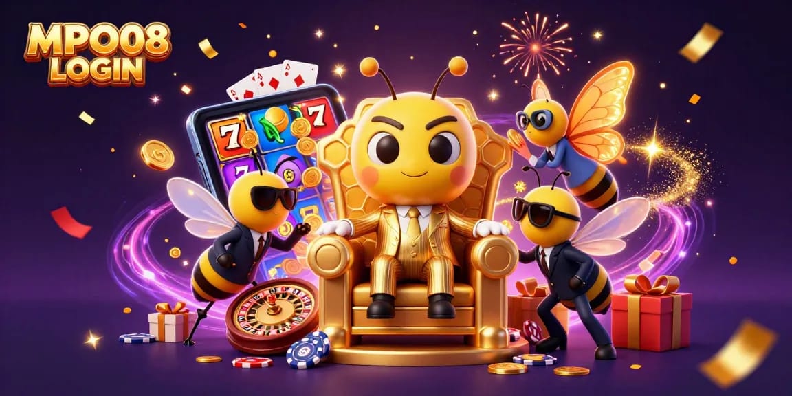 MPO08 LOGIN offers players vibrant slot gaming thrills with a cartoon mob boss and dazzling casino elements.