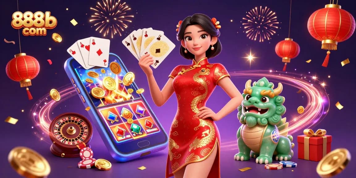 Experience thrilling gaming with 888b com, featuring vibrant characters and exciting casino elements.
