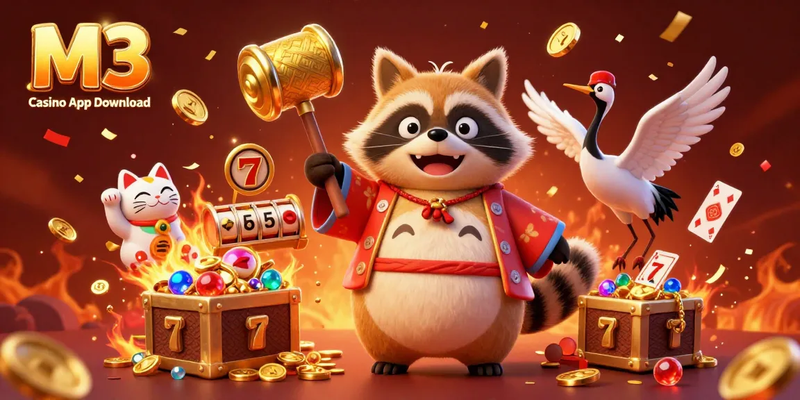 Experience the thrill of winning with M3 Casino App Download in this vibrant 3D illustration featuring playful characters.