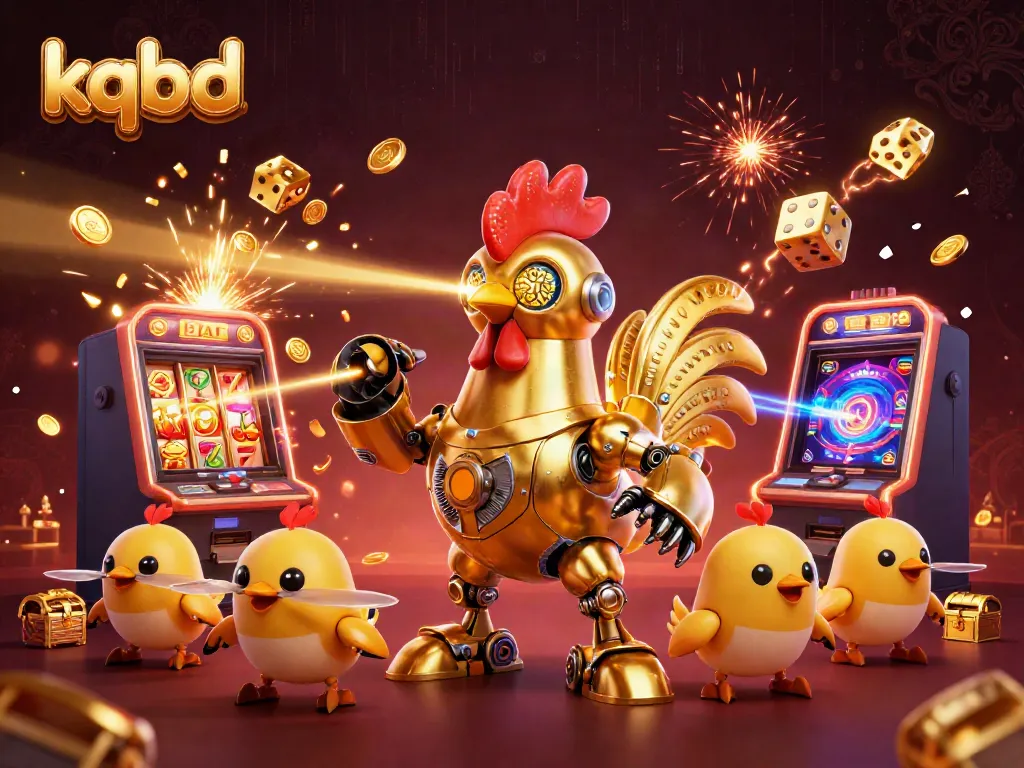 This vibrant illustration showcases kqbd with characters and dynamic casino game elements in action.