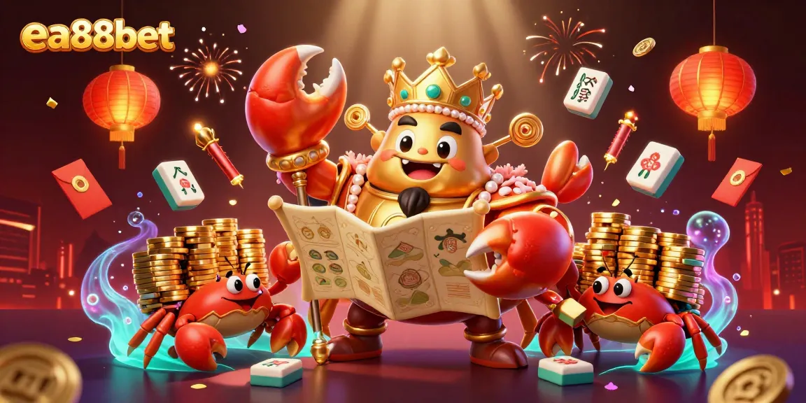 Experience thrilling casino action with the golden crab emperor at ea88bet, surrounded by treasure and excitement.