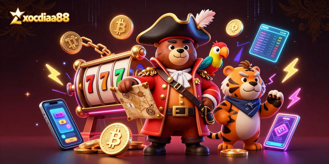 Experience the thrill of xocdiaa88 with a vibrant 3D scene depicting casino excitement.