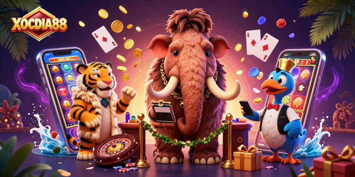 XOCDIA88 bouncer checks IDs in vibrant casino scene filled with slot games and vibrant colors.