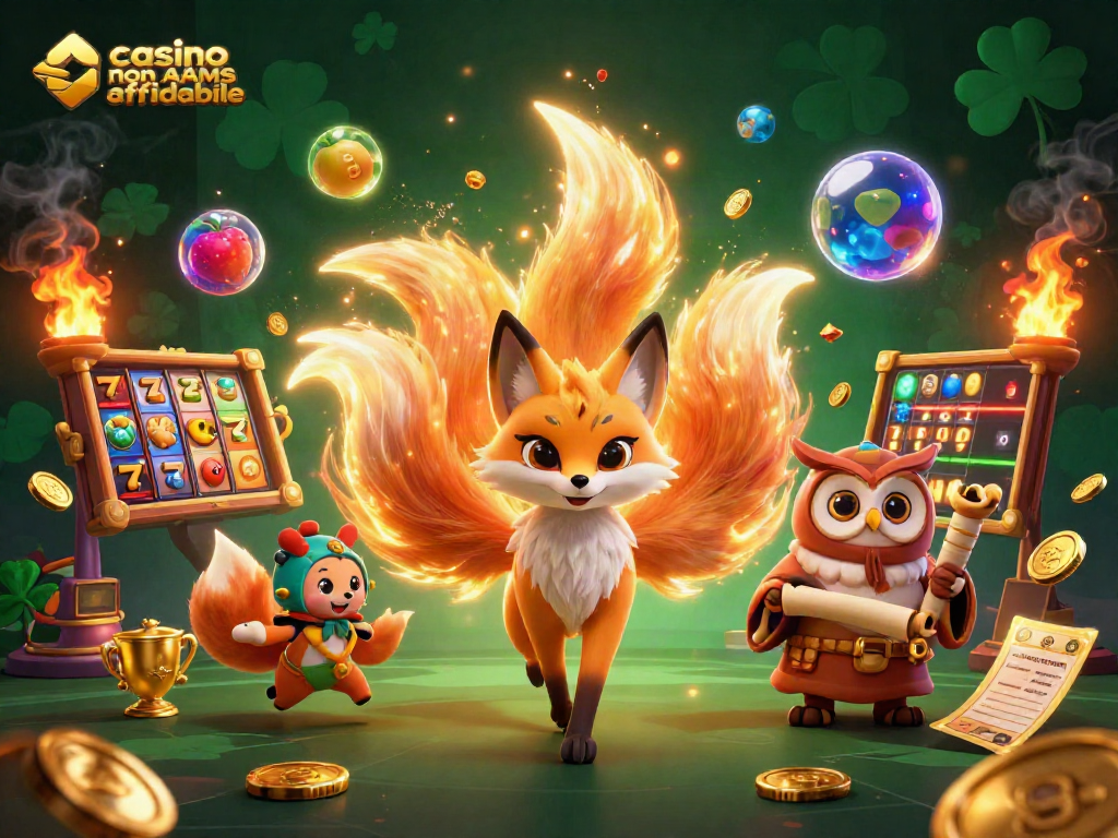 Scopri i migliori casino non AAMS affidabili con slot e premi in un'illustrazione vivace.