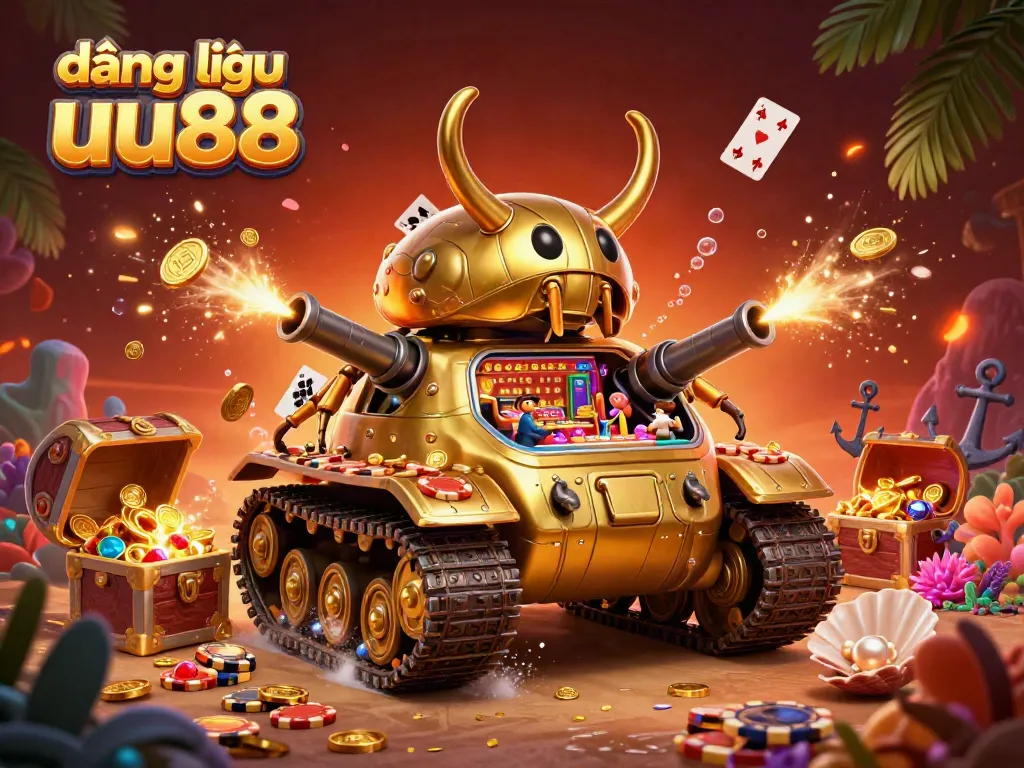 Experience the excitement with đăng nhập uu88 as you plunge into a vibrant casino world within a golden beetle tank set against a dynamic underwater backdrop.