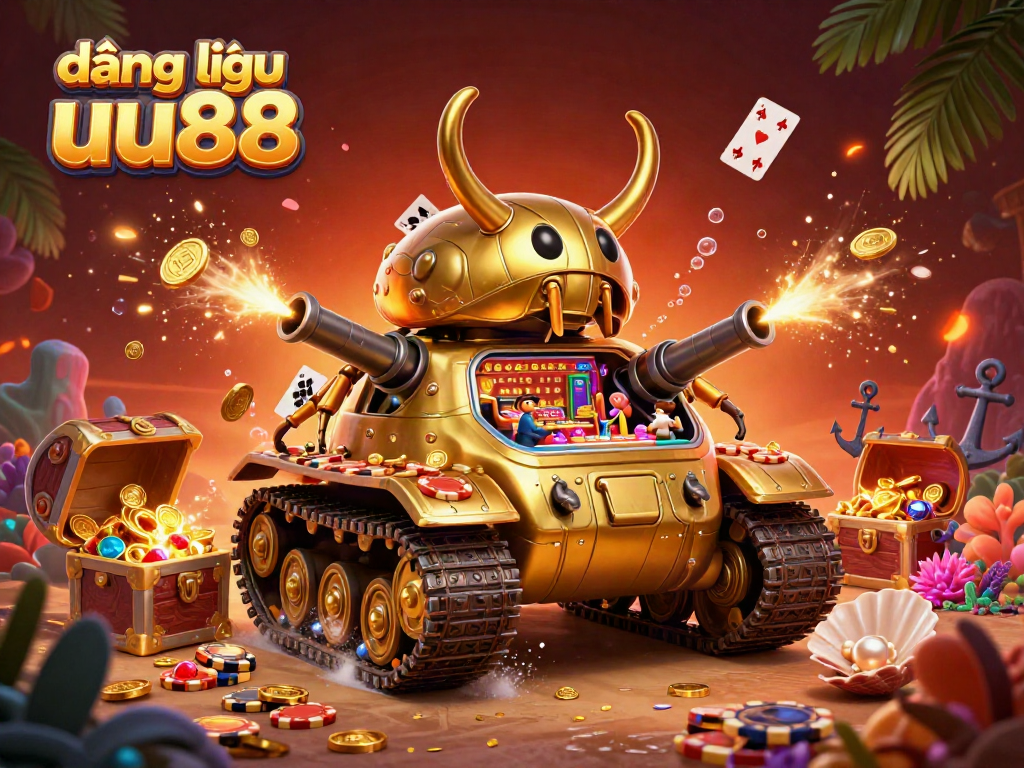 Experience the excitement with đăng nhập uu88 as you plunge into a vibrant casino world within a golden beetle tank set against a dynamic underwater backdrop.