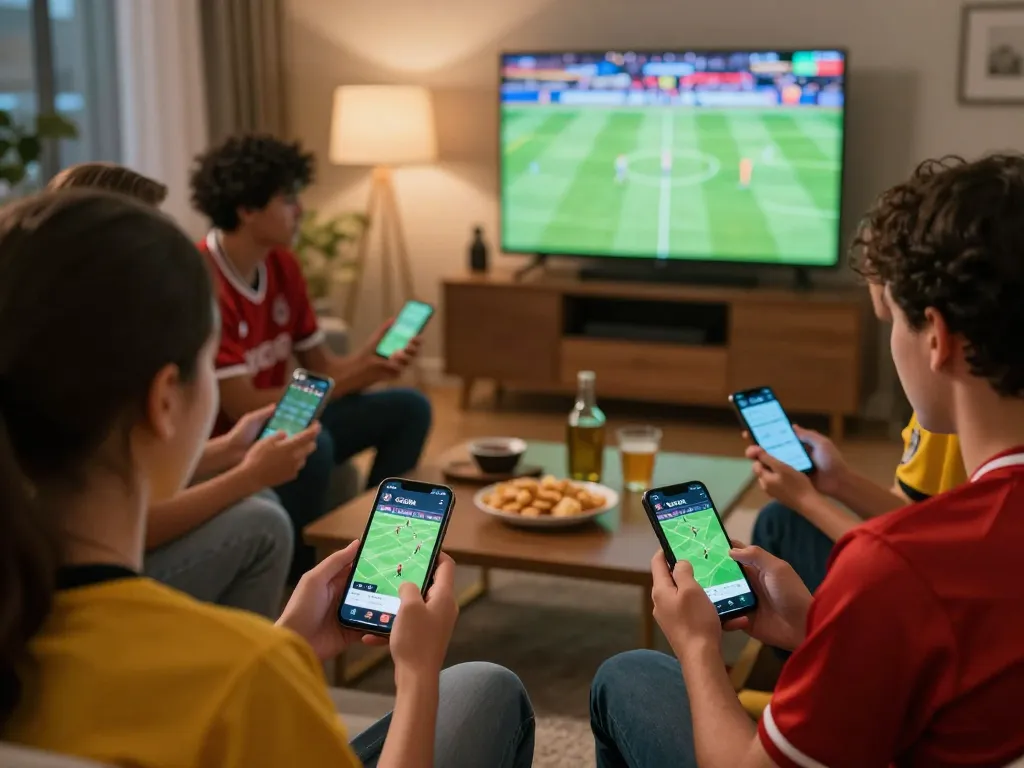 LGO GOAL users passionately placing live bets while watching sports, showcasing vibrant game atmosphere.