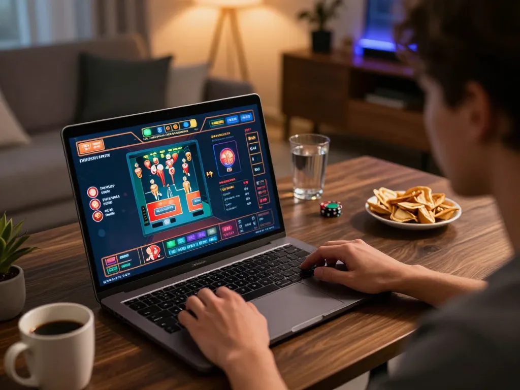 LIGALGO Login on laptop screen showing exciting live casino gameplay and strategy setting.