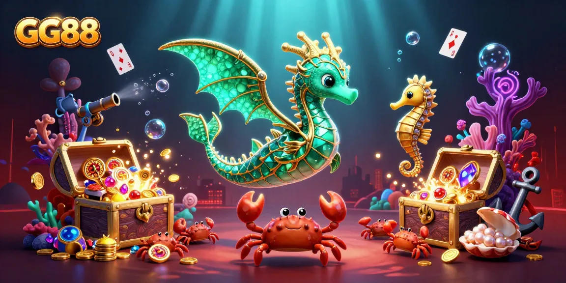 Experience the thrill of GG88's underwater adventure with a vibrant sea dragon and treasure galore.